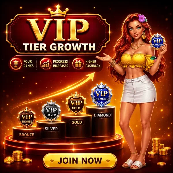 Jugador gesticula hacia podio de nivel de afiliado VIP en Casino de Escalada de Nivel de Afiliado VIP