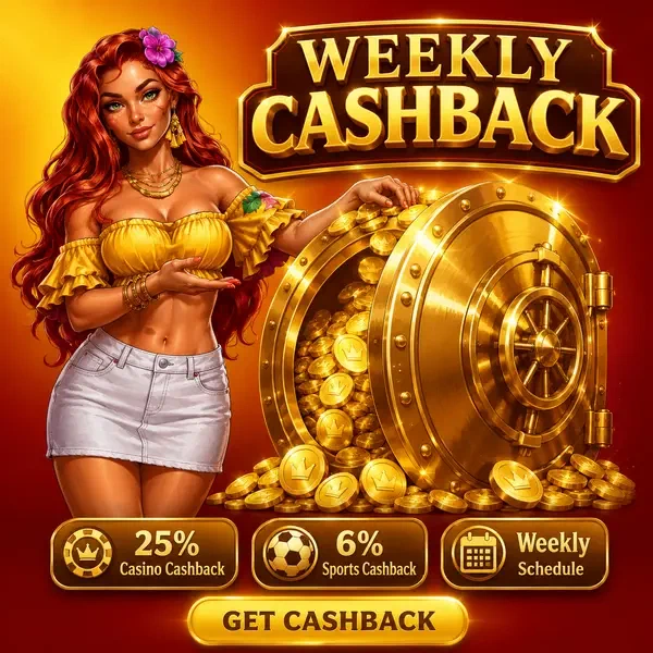 The Firecracker presenting golden cashback vault with bonus coins at Gambloria